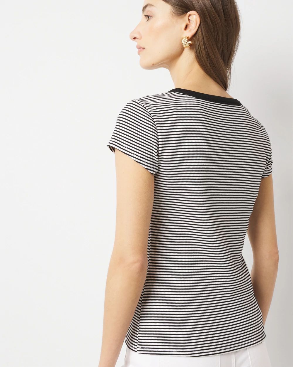 WHBMFORME™ Ribbed Stretch Scoop Neck Tee