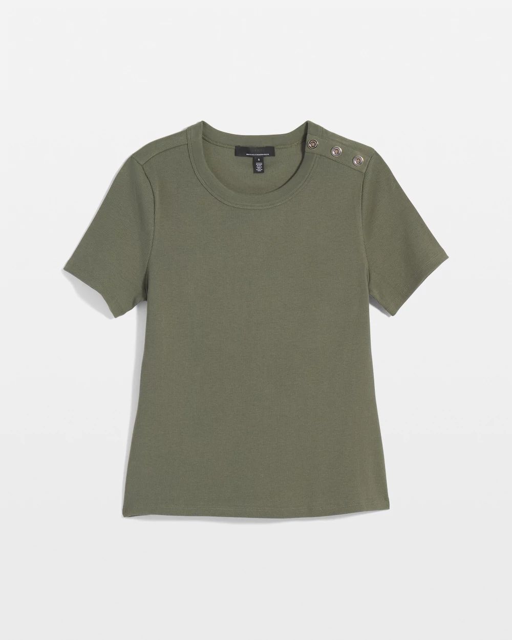 WHBM FORME™  Ribbed Stretch Button Shoulder Tee