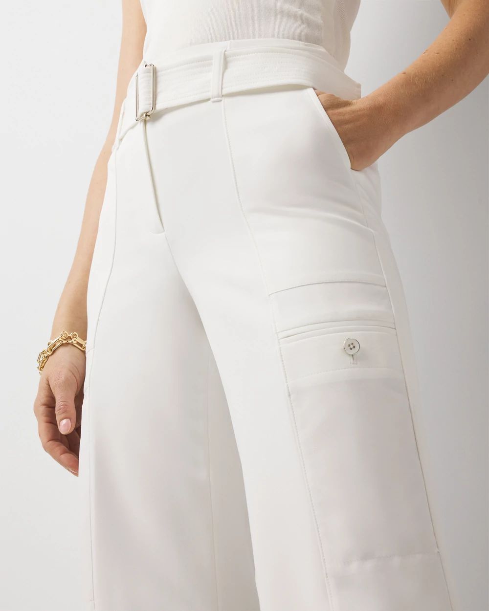 Petite Belted Utility Wide Leg Pant