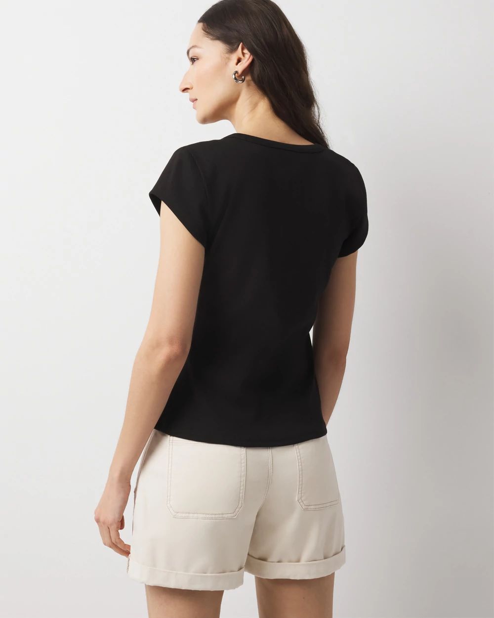 WHBMFORME™ Ribbed Stretch Scoop Neck Tee