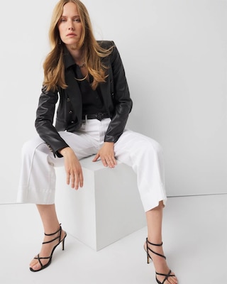 High-Rise Wide Leg Cropped Jeans click to view larger image.