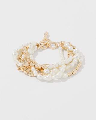 Gold + Pearl Multiple Strand Bracelet