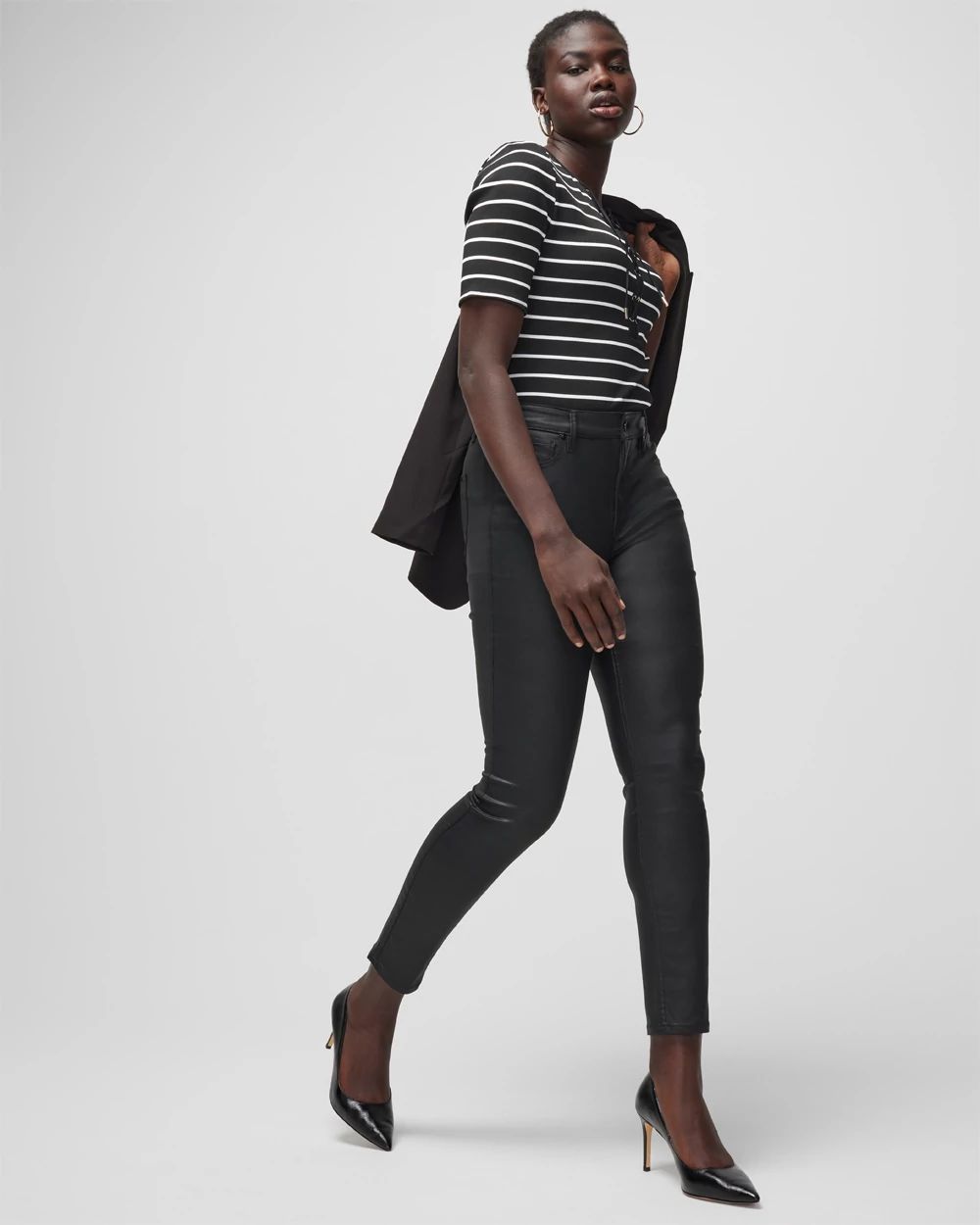 Curvy High-Rise Coated Skinny Jeans
