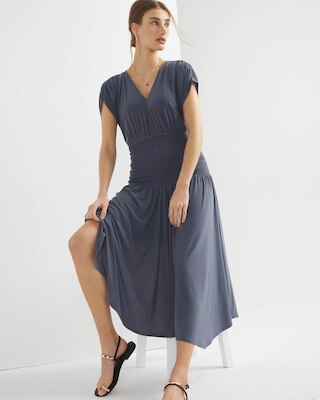 Matte Jersey Smocked Midi Dress click to view larger image.