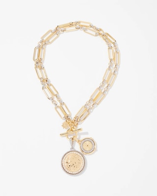 Mixed-Metal Convertible Toggle Coin Necklace
