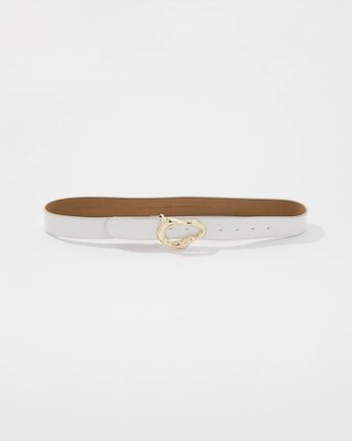 Leather Belt with Gold Sculptural Buckle click to view larger image.