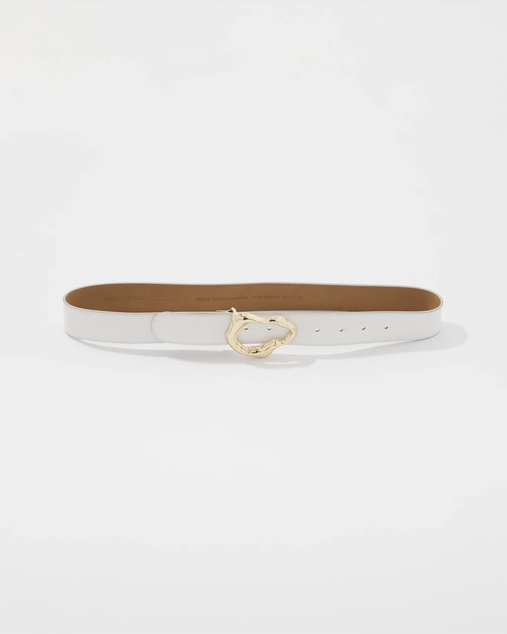 Leather Belt with Gold Sculptural Buckle click to view larger image.