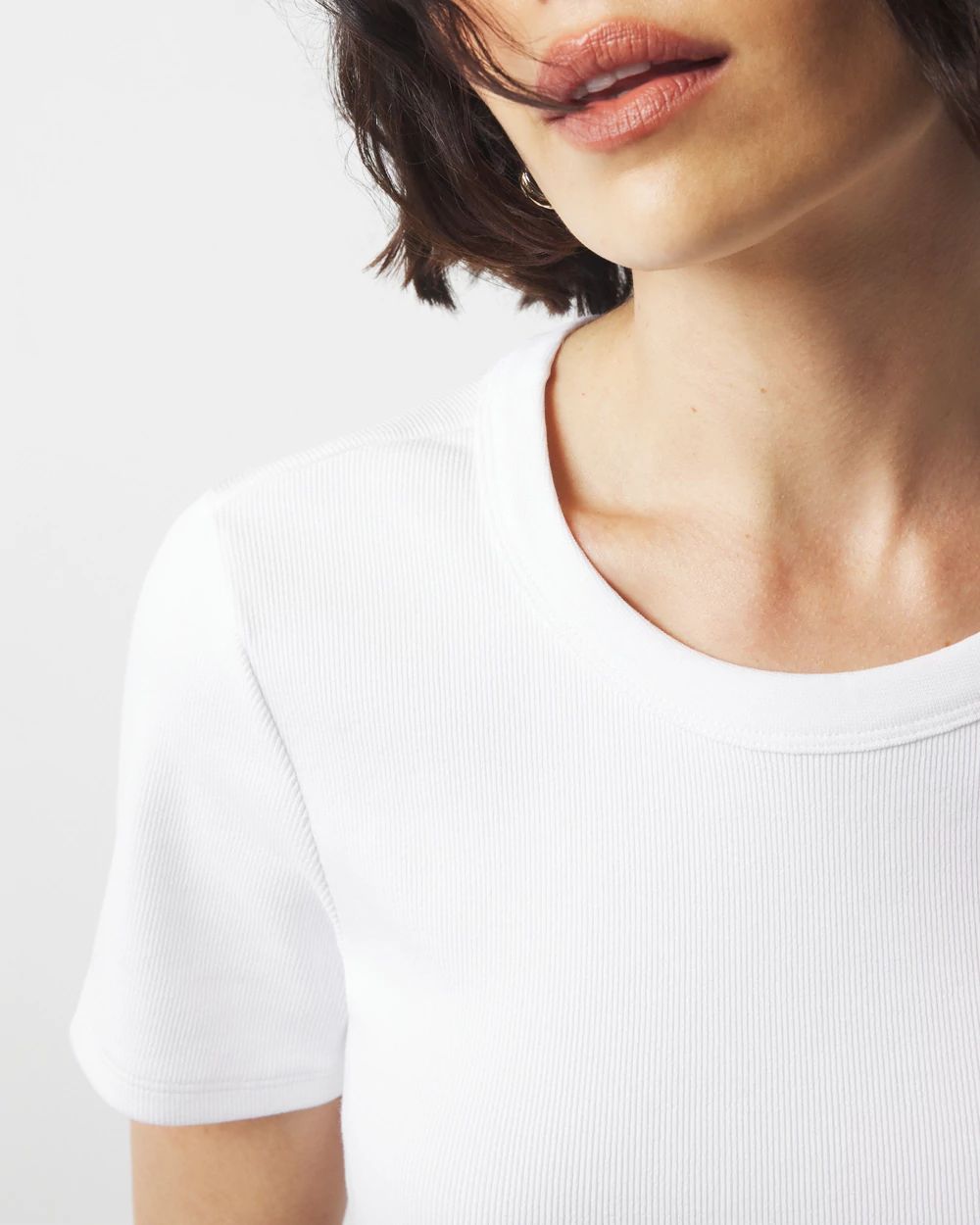 WHBM FORME™  Ribbed Stretch Button Shoulder Tee