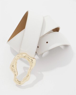 Leather Belt with Gold Sculptural Buckle click to view larger image.