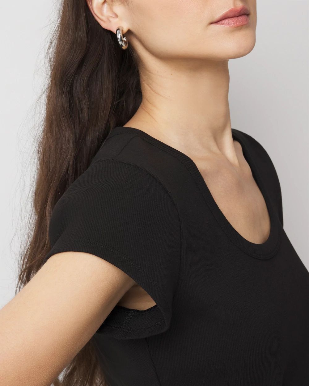WHBMFORME™ Ribbed Stretch Scoop Neck Tee