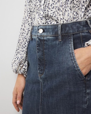 Petite Knee-Length Denim Pencil Skirt click to view larger image.