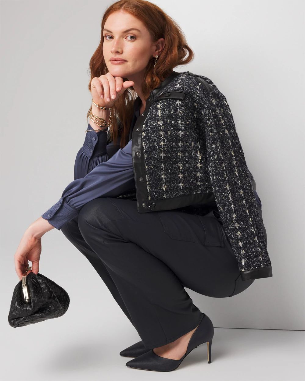 Curvy High-Rise Coated Cargo Bootcut Jean