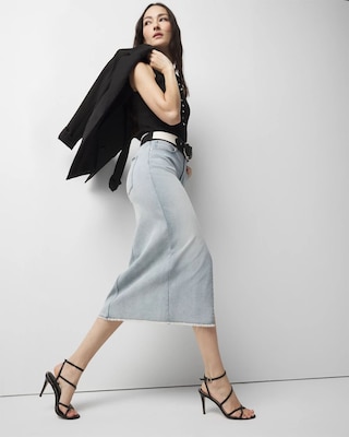 Petite Denim Midi Skirt click to view larger image.