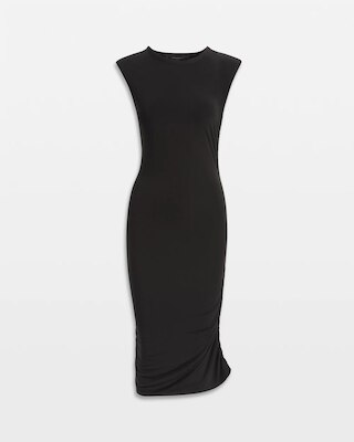 Cap-Sleeve Matte Jersey Ruched Side Dress click to view larger image.