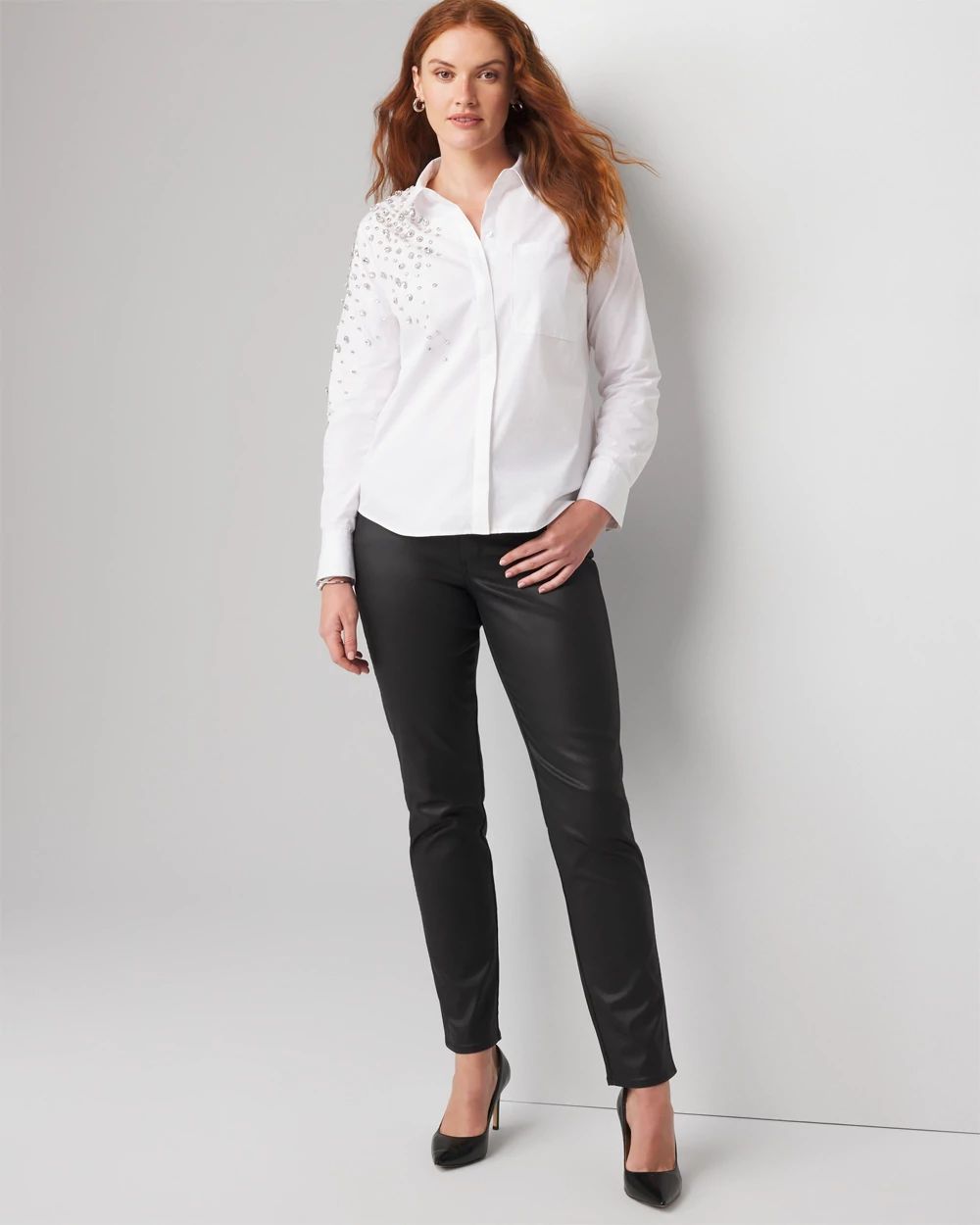 Curvy Straight Leg Coated Denim