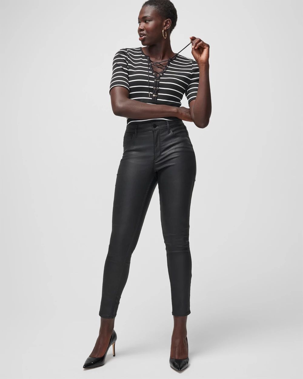 Curvy High-Rise Coated Skinny Jeans
