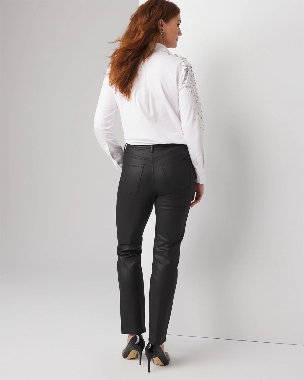 Curvy Straight Leg Coated Denim