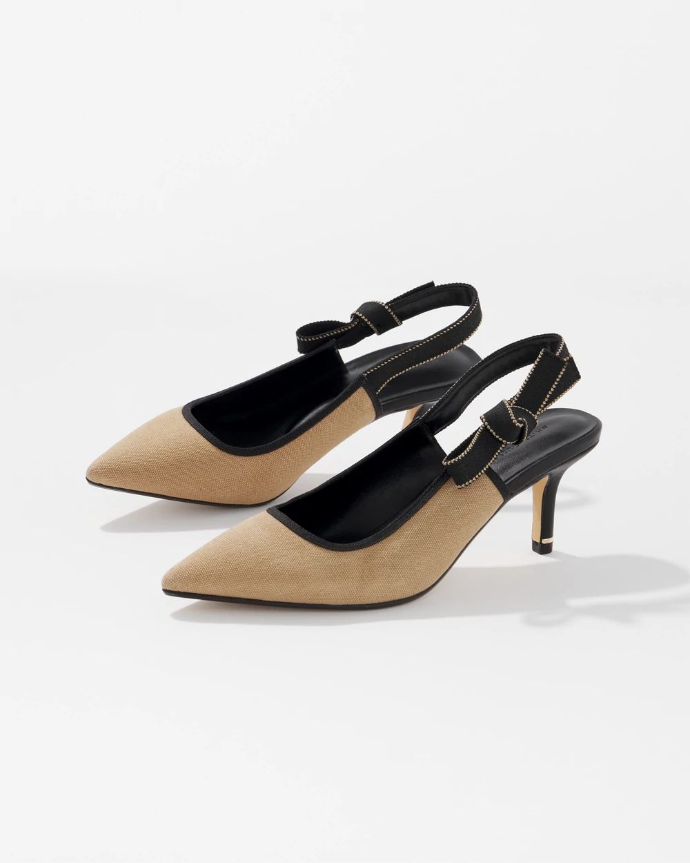 Canvas Slingback Kitten Heel Pump