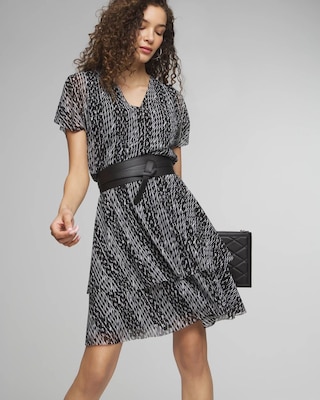 Mesh Kimono-Sleeve Mini Dress