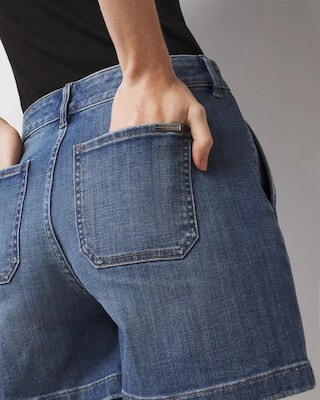 High-Rise Pleated Denim Short