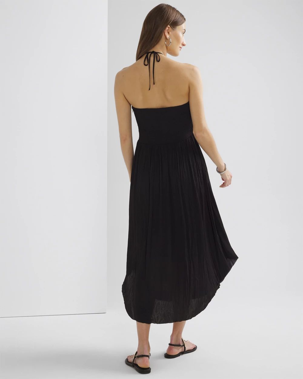 Petite Strapless Pleated Tie-Waist Dress