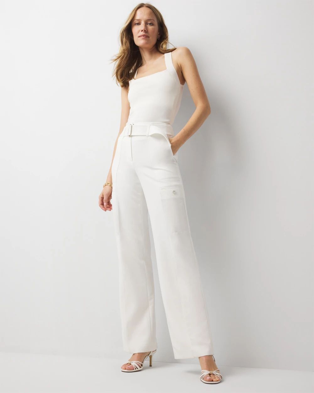 Petite Belted Utility Wide Leg Pant